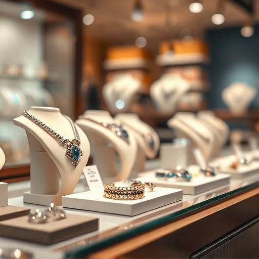 Billeder af forskellige smykker i butik, der bliver taget nærbilleder af.